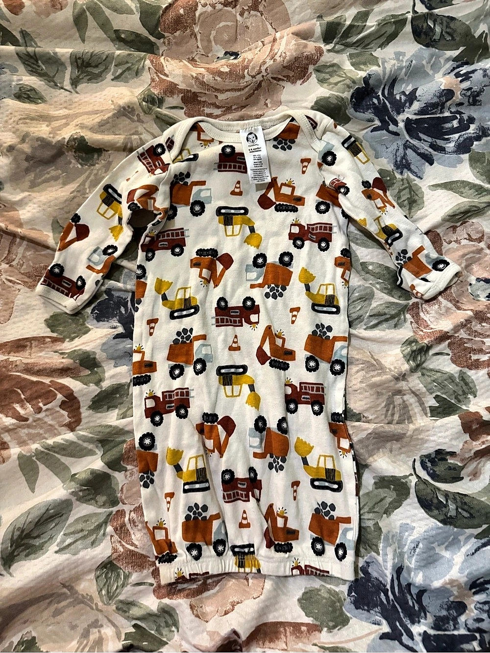 Gerber Construction Vehicle Nightgown Baby 0-6 Months